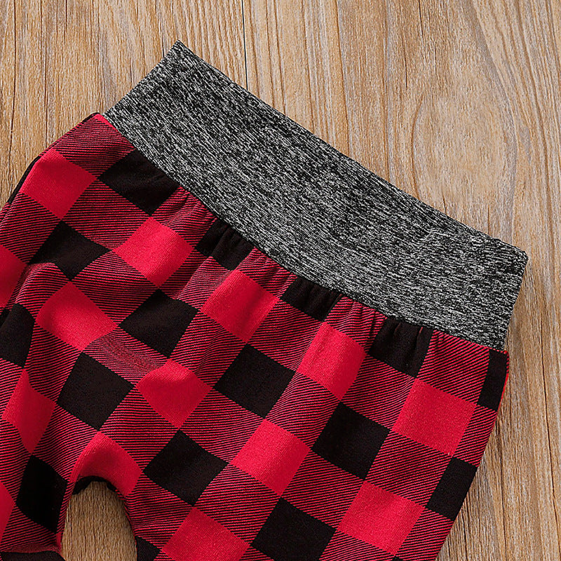 Baby Plaid Print Hoodie Set