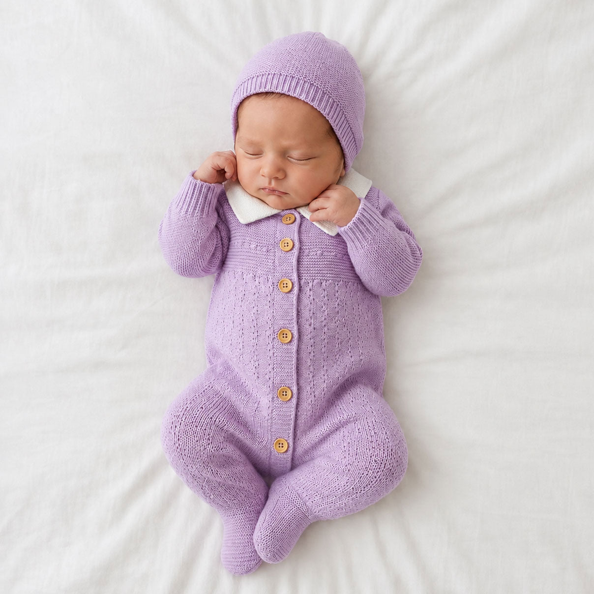 2PCS Lovely Solid Color Knit Long Sleeve Baby Girl Jumpsuit