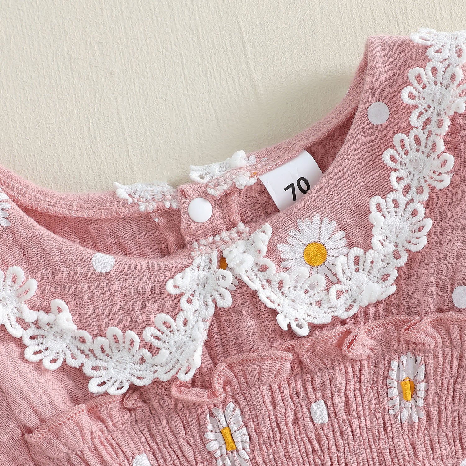Sweet Daisy Print Puff Sleeve Baby Romper