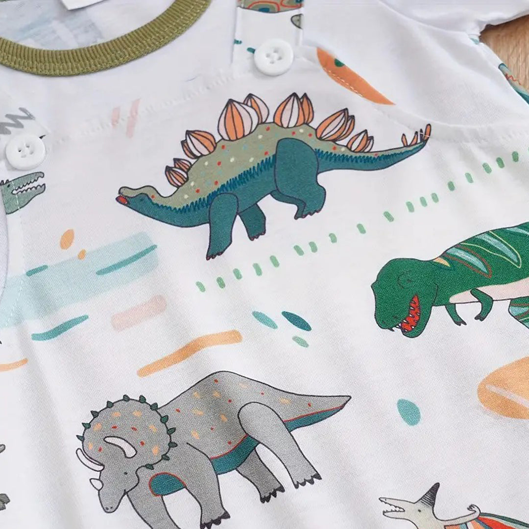 Adorable Dinosaur Printed Short Sleeve Baby Jumpsuit