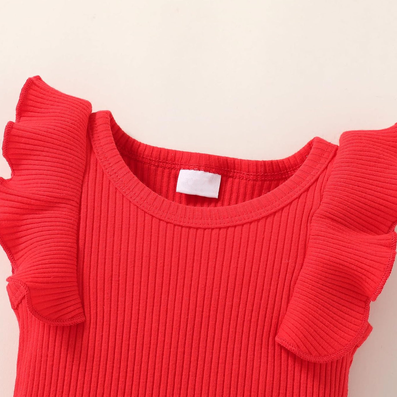 3PCS Sweet Strawberry Printed Appliqué Flutter Sleeve Baby Set