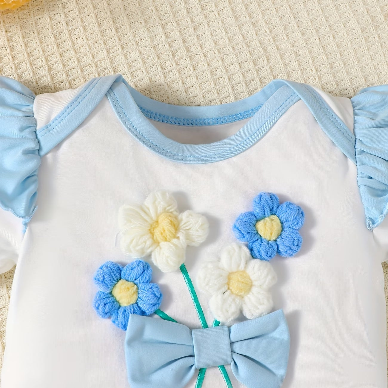 3PCS Cute 3D Floral Embroidery Bowknot Baby Skirt Set