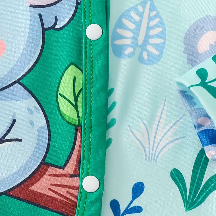 2PCS Adorable Koala and Plant Print Long Sleeve Baby Jumpsuit