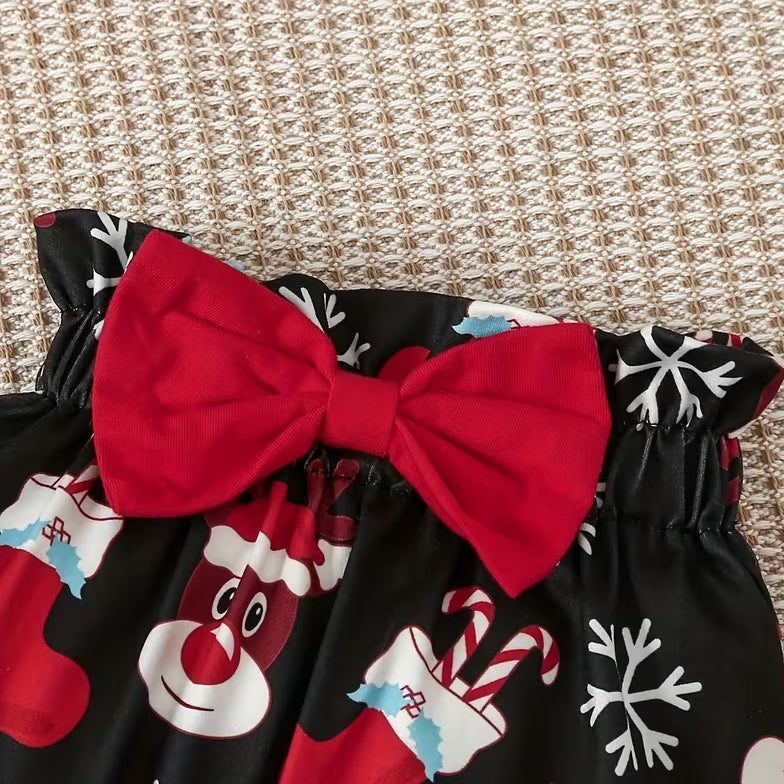 3PCS Santa Baby Letter Reindeer Christmas Socks Printed Baby Girl Set