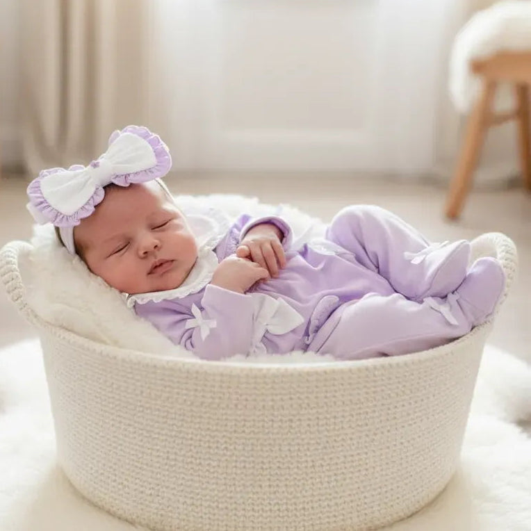 2PCS Solid Color Bow Long Sleeve Baby Girl Jumpsuit