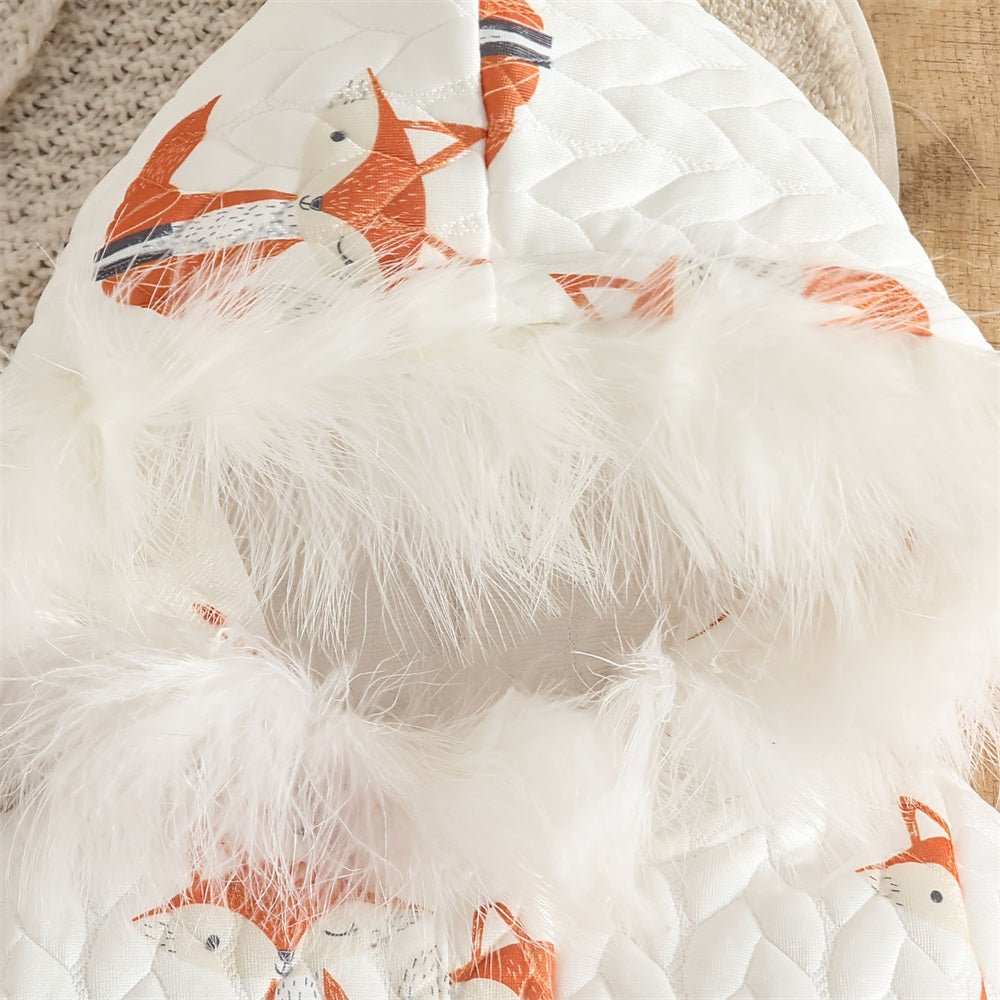 2PCS Cozy Fox Print Long Sleeve Hooded Baby Set