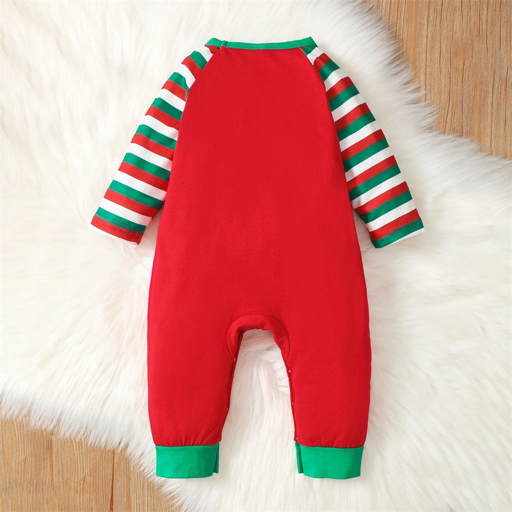 My First Christmas Letter Print Long Sleeve Baby Jumpsuit