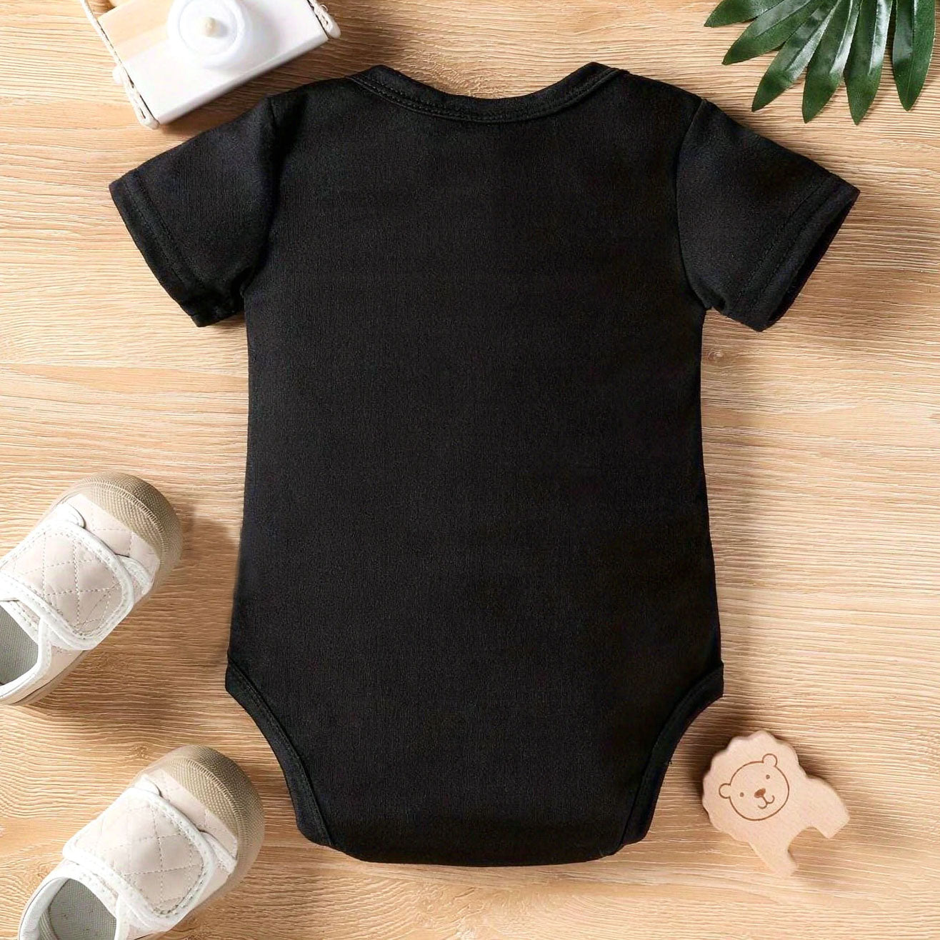 Totally Adorable Letter Elephant Printed Short Sleeve Baby Romper