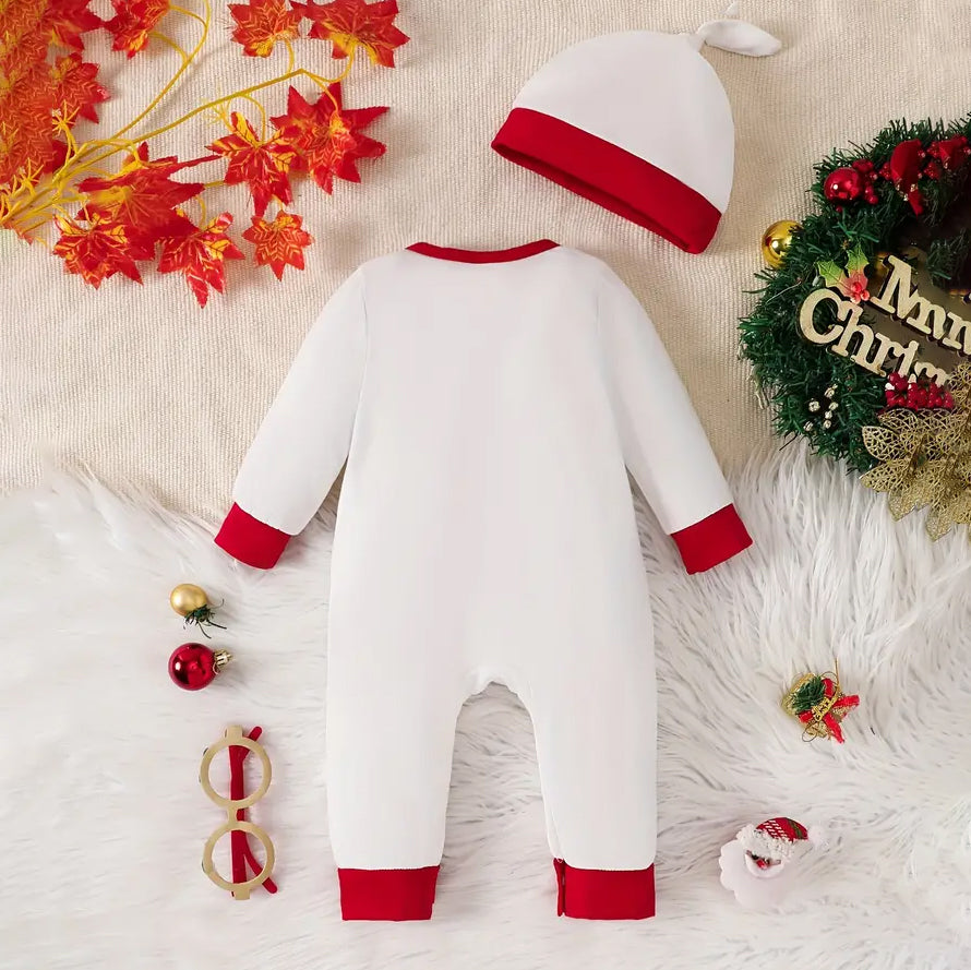 2PCS Lovely My First Christmas 2024 Letter Printed Baby Jumpsuit