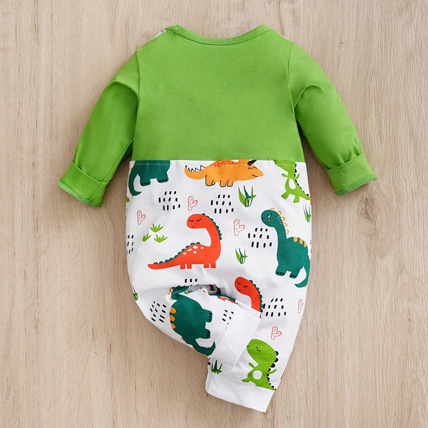 Cool Dinosaur Printed Long Sleeve Baby Jumpsuit