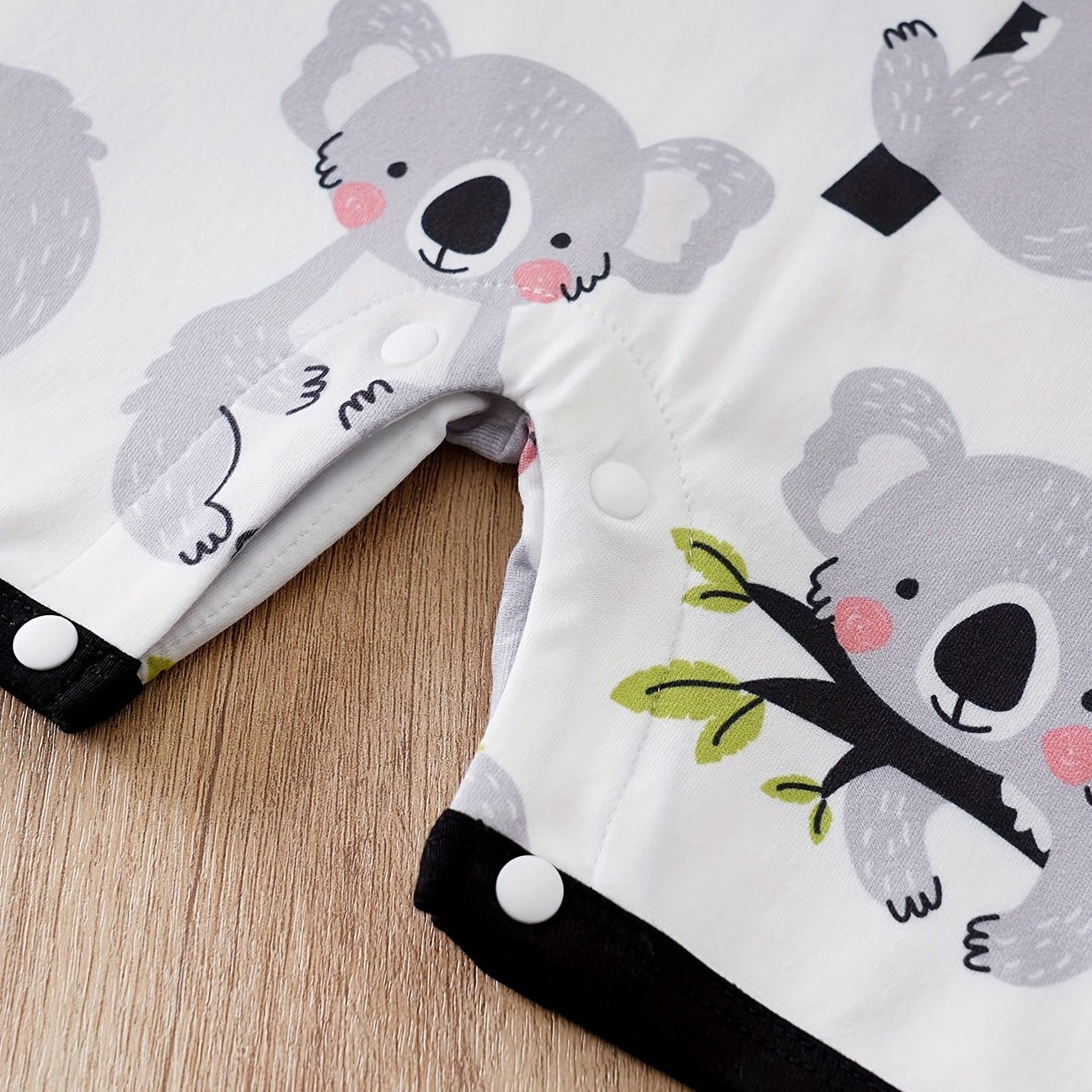 Comfy  Cartoon Koala Printed Short Sleeve Baby Jumpsuit