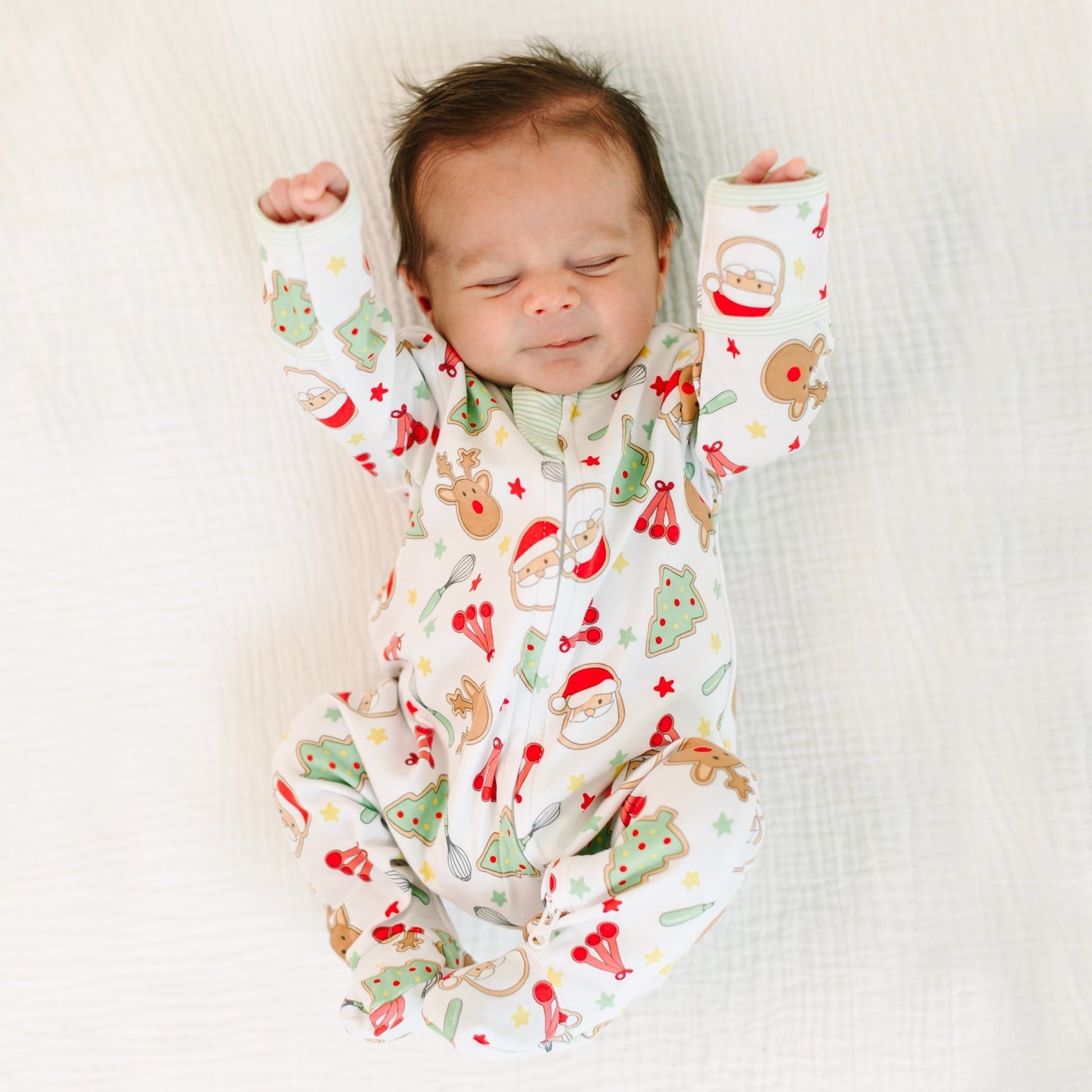 Christmas Santa Claus Elk Printed Zipper Baby Jumpsuit