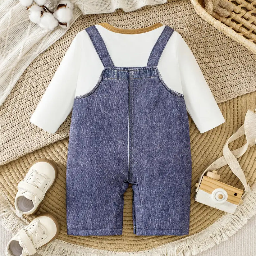 Lively Bear Printed Long Sleeve Baby Jumpsuit