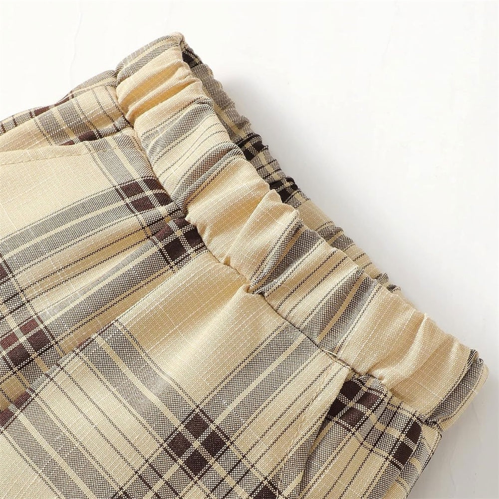 3PCS Mama's Boy Little Bear Embroidery Letter Plaid Print Baby Set