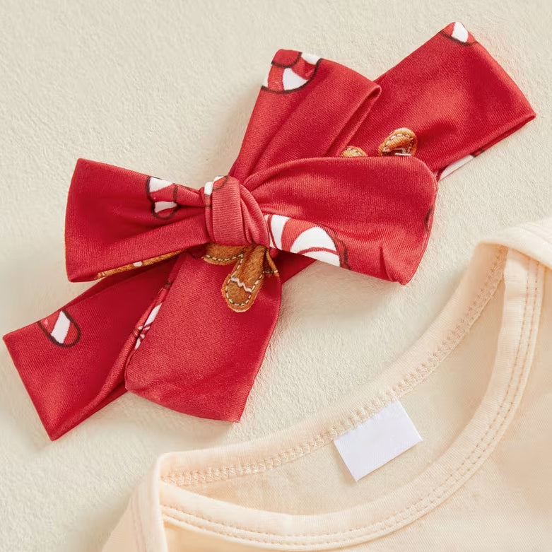 3PCS Baby's First Christmas Letter Gingerbread Man Print Long Sleeve Baby Set