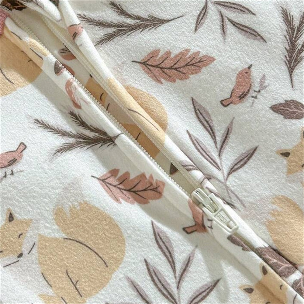 Adorable Fox Print Long Sleeve Baby Jumpsuit