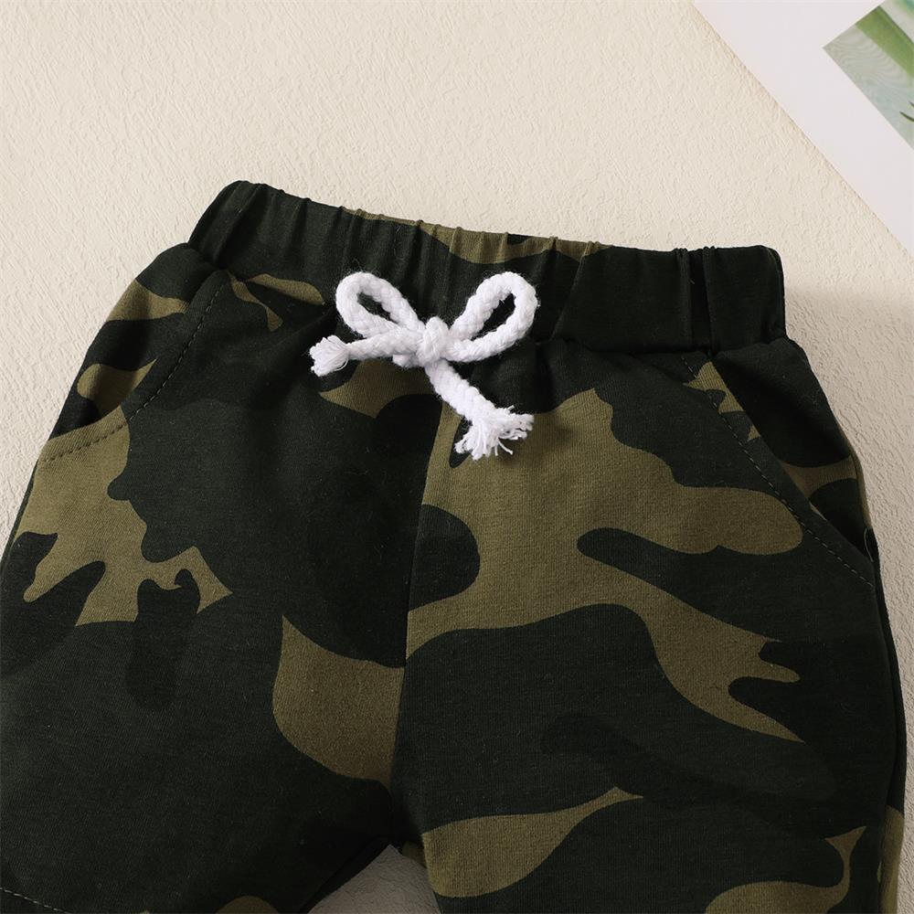 3PCS Mama's Boy Letter Print Camouflage Long Sleeve Baby Set