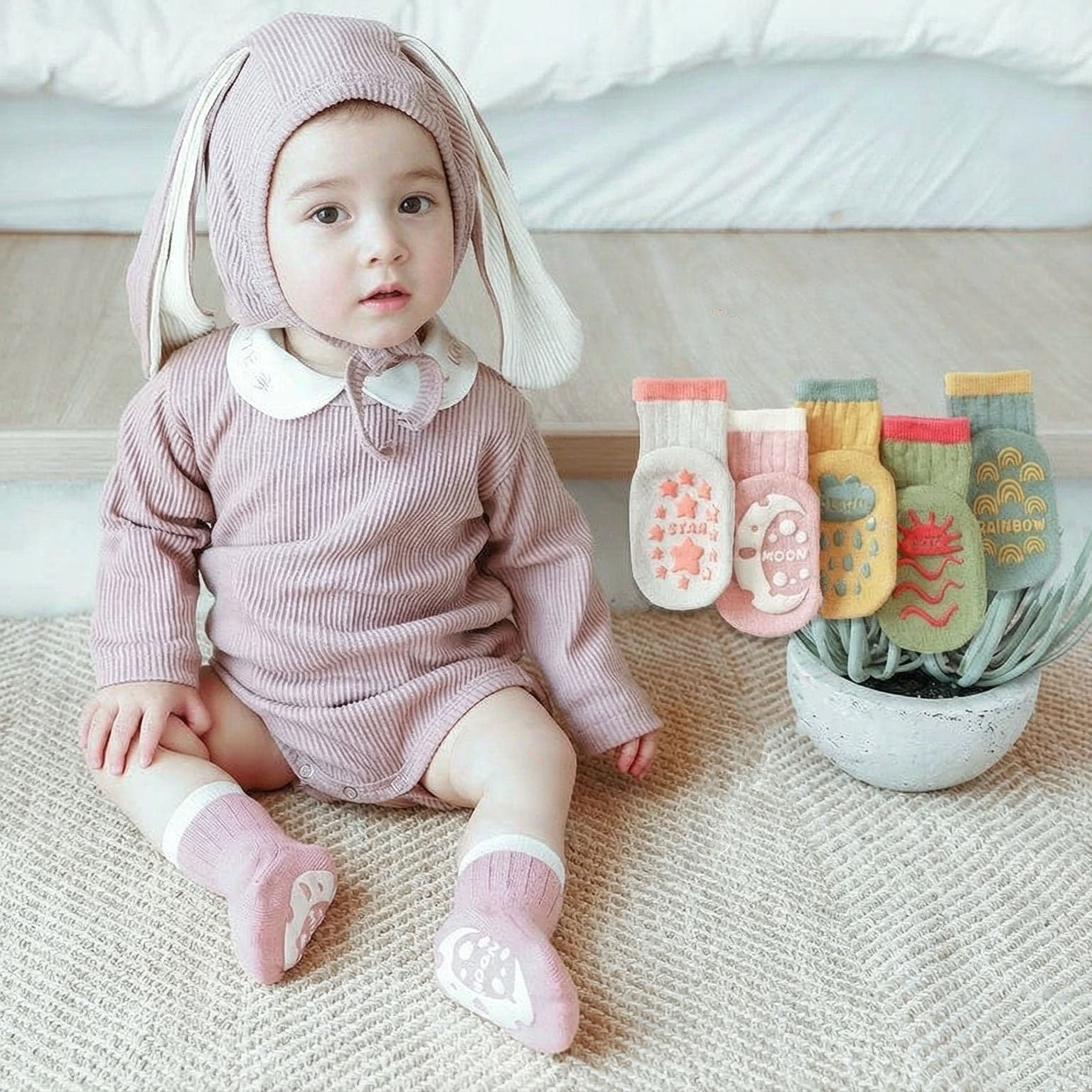 Soft Cute Weather Pattern Non Slip Baby Socks