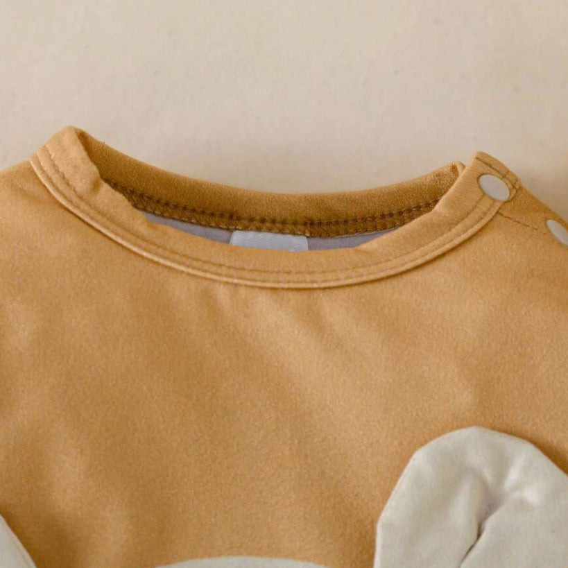 2PCS Cute Bear Print Long Sleeve Baby Jumpsuit