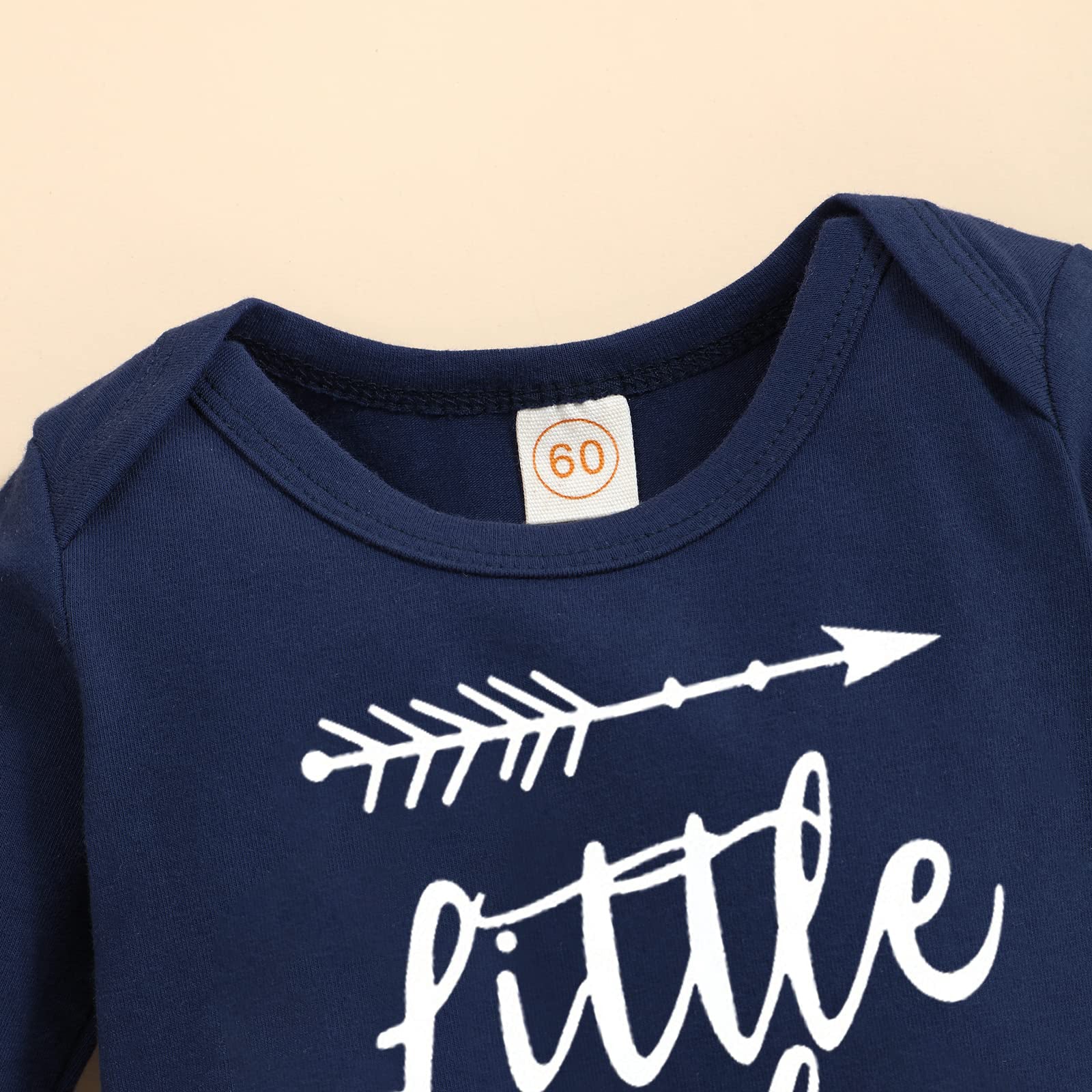 2PCS Little Brother Letter Printed Long Sleeve Baby Jumpsuit