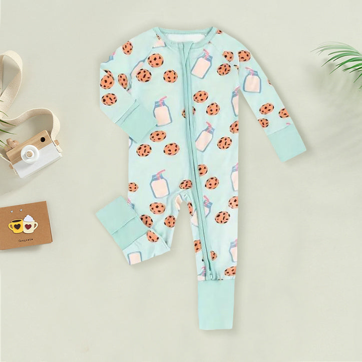 Cookie Bottle Printed Zipper Bamboo Viscose Baby Jumpsuit