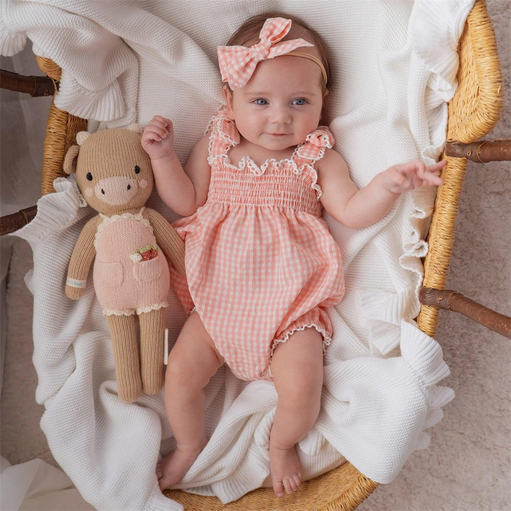 2PCS Sweet Plaid Printed Suspender Baby Romper