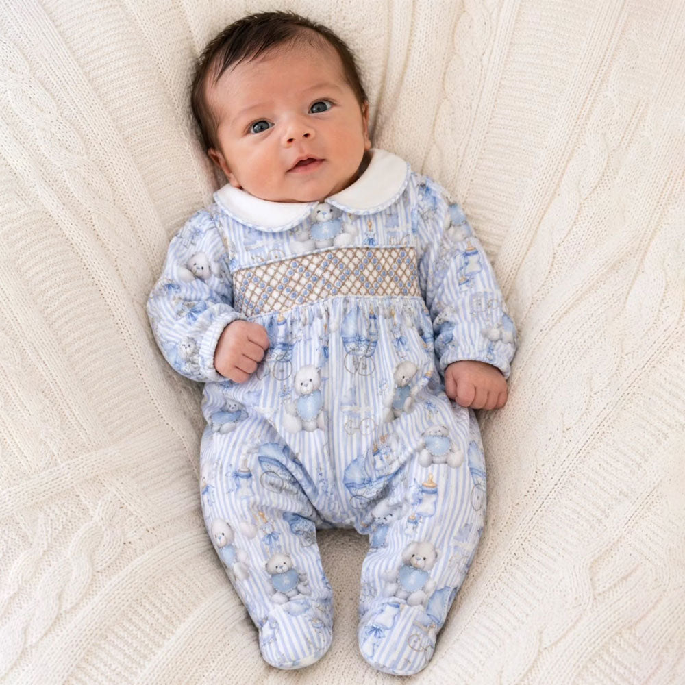 Sweet Bear Printed Long Sleeve Baby Girl Jumpsuit