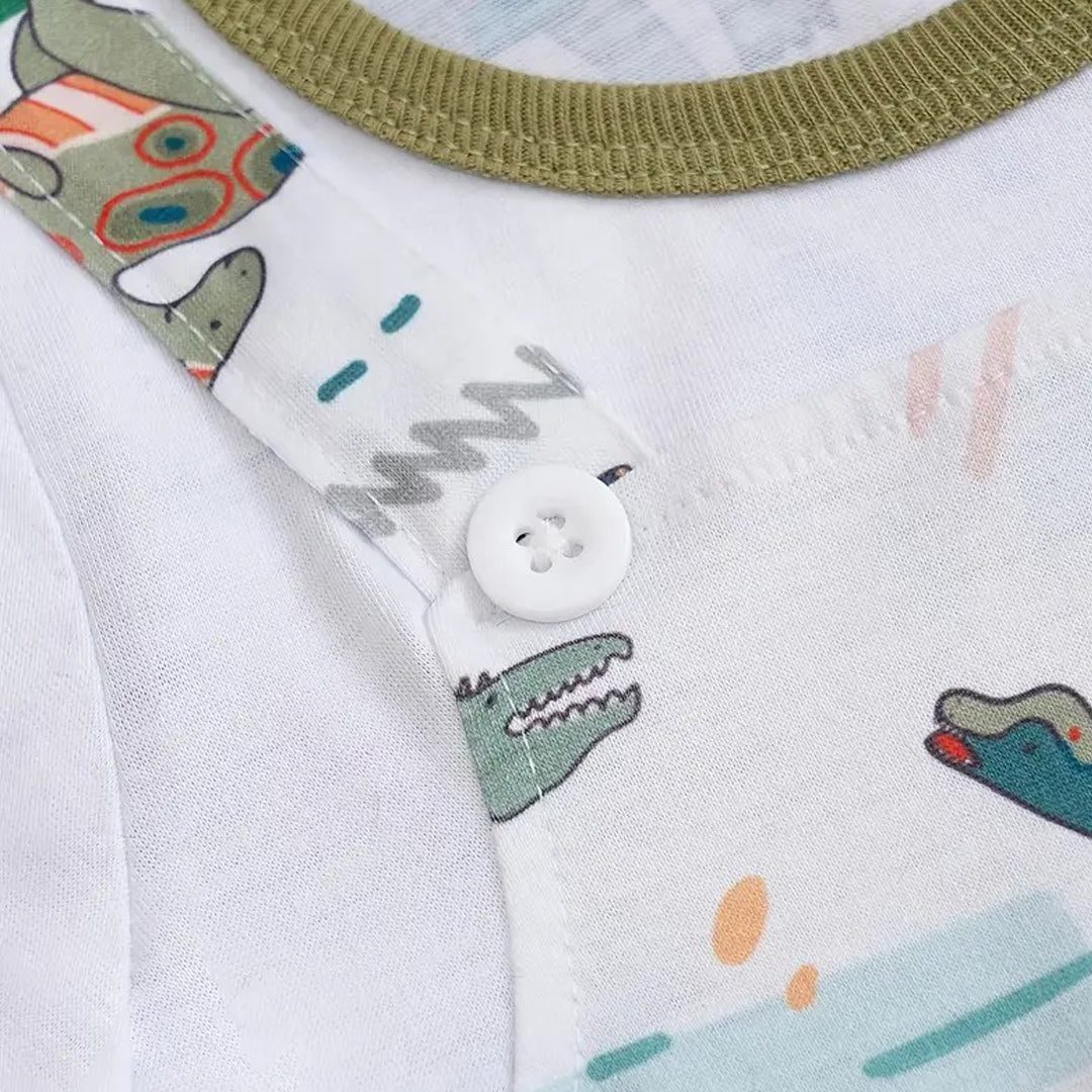 Adorable Dinosaur Printed Short Sleeve Baby Jumpsuit