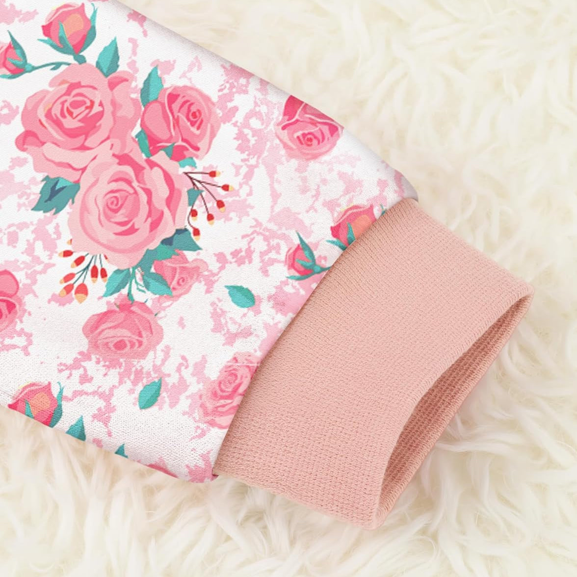 2PCS All Floral Printed Long Sleeve Baby Jumpsuit