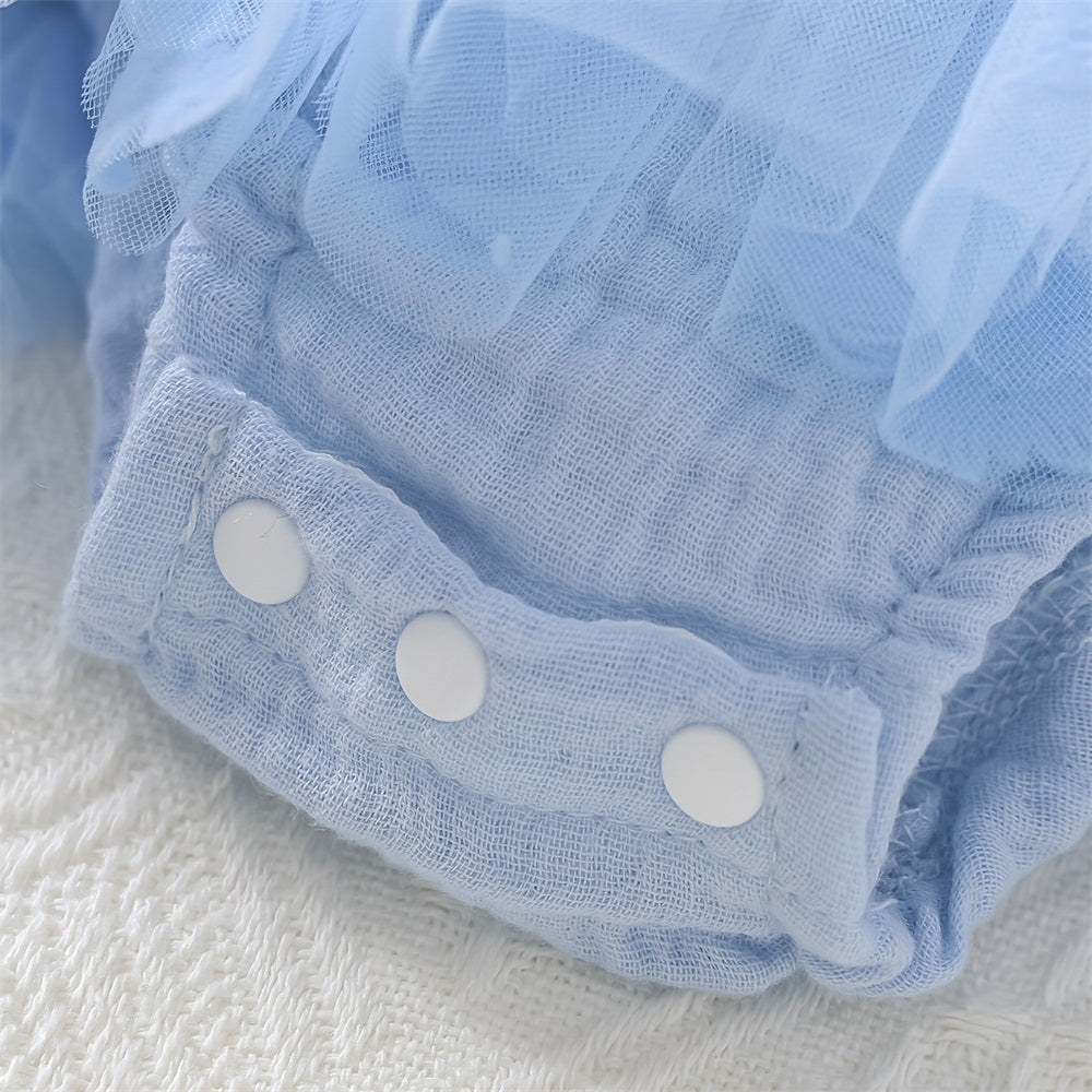 2PCS Fashion Butterfly Embroidery Flounce Sleeve Baby Romper