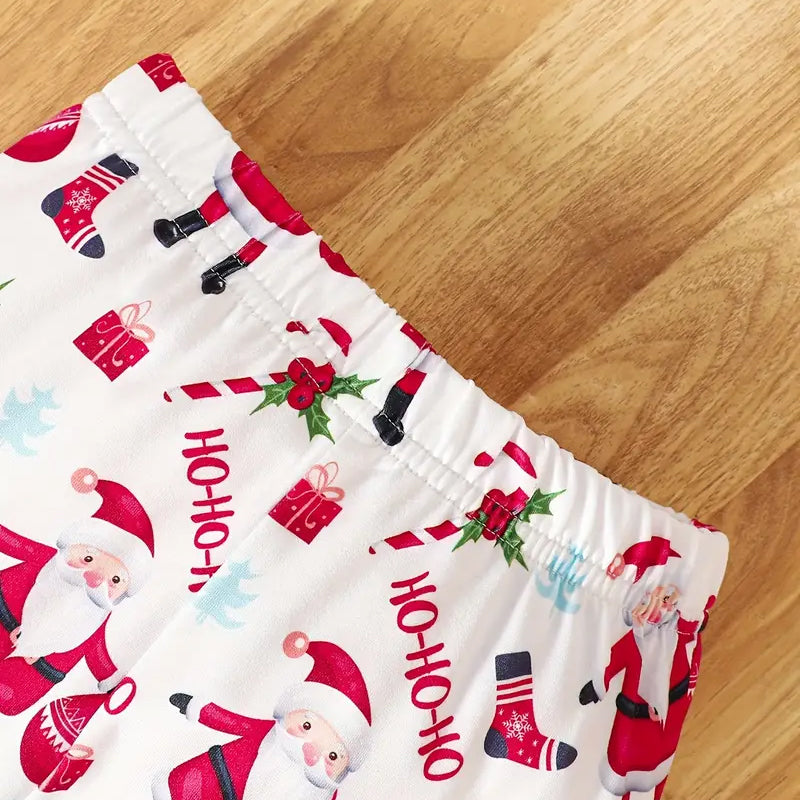 3PCS My First Christmas Letter Santa Claus Printed Long Sleeve Baby Set