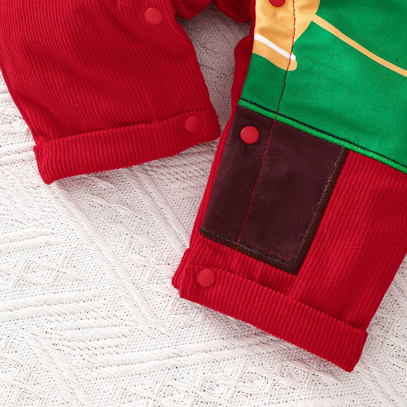 Christmas Trees Plaid Printed Long Sleeve Baby Jumpsuit