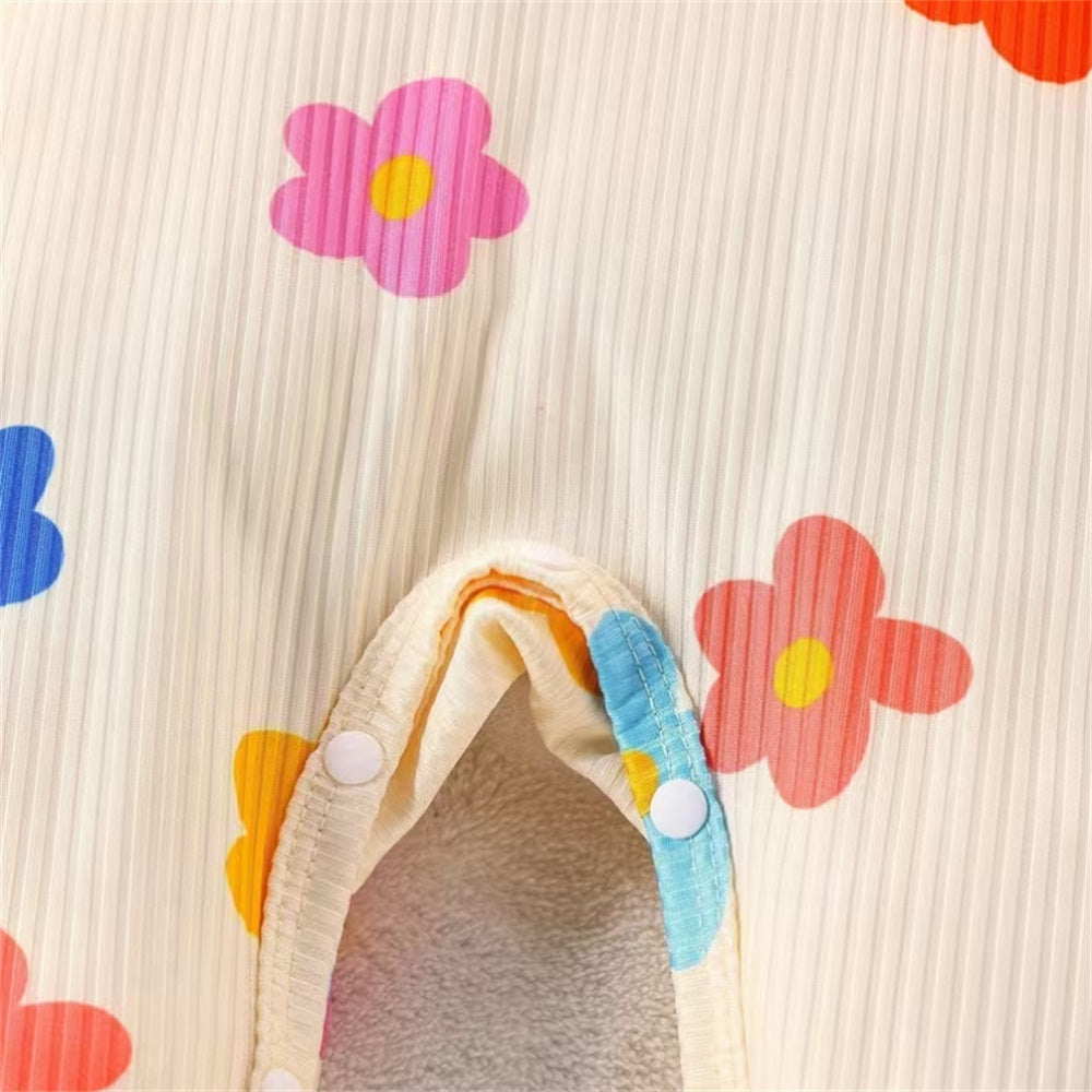 2PCS Cute Floral Print Long Sleeve Baby Jumpsuit