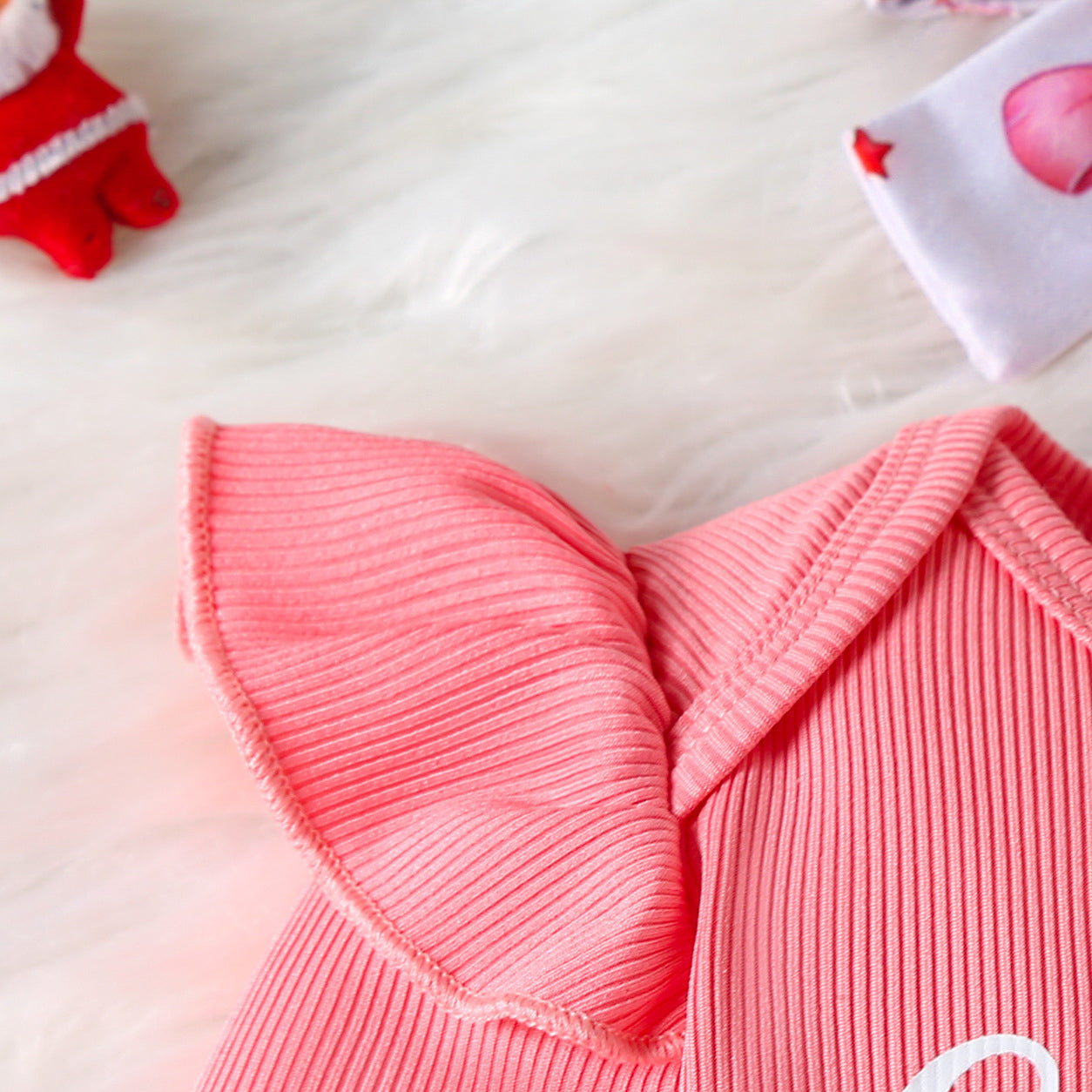 3PCS Christmas Girly Letter Bow Printed Baby Set