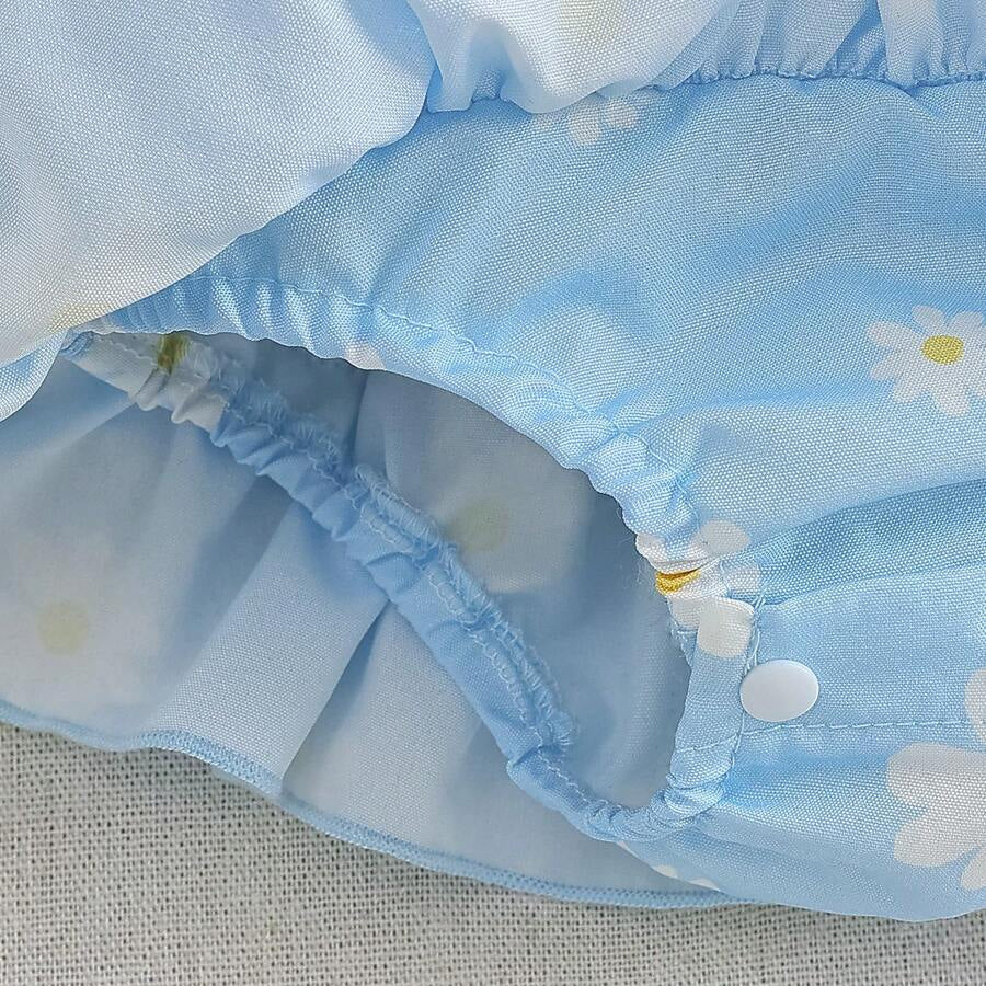 Sweet Daisy Print Flutter Sleeve Baby Girl Romper