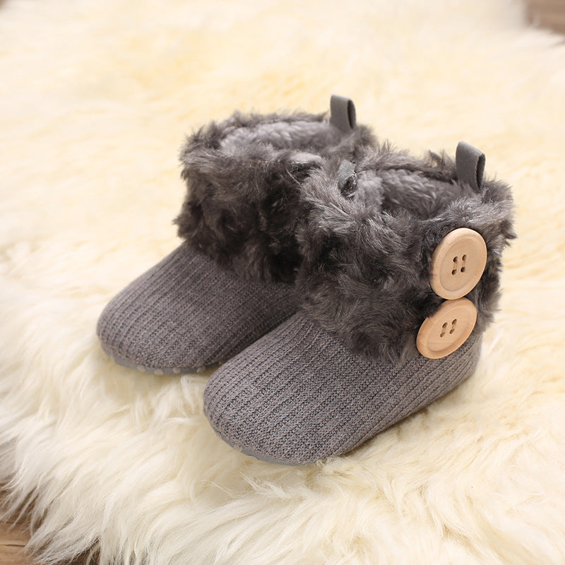 Baby Fleece-Lined Warm Soft Sole Prewalker Snow Boots