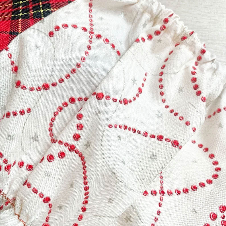 2PCS Lovely Christmas Plaid Printed Long Sleeve Baby Romper