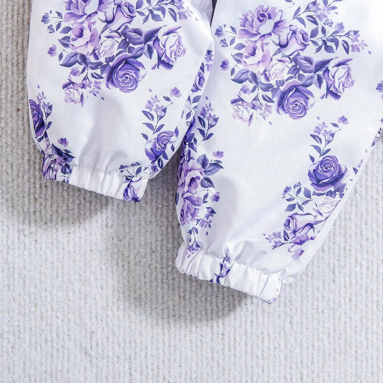 3PCS Elegant Floral Printed Long Sleeve Bow Baby Set