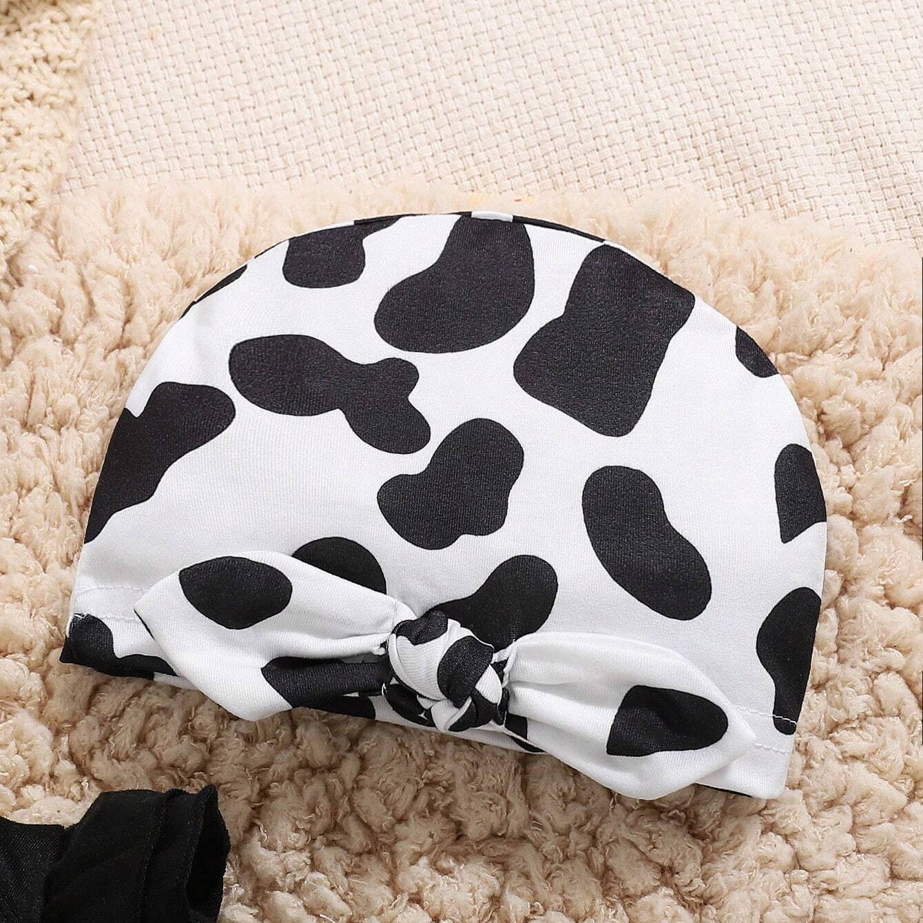 4PCS Holy Cow I AM Cute Cow Printed Long Sleeve Baby Set