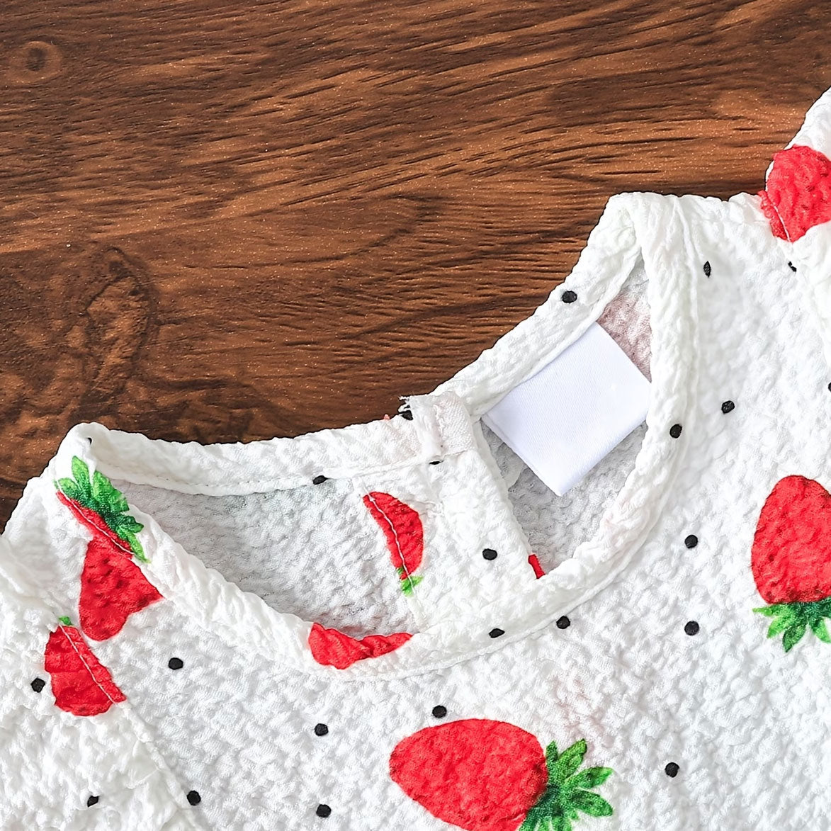 2PCS Bubbly Strawberry Print Long Sleeve Baby Jumpsuit
