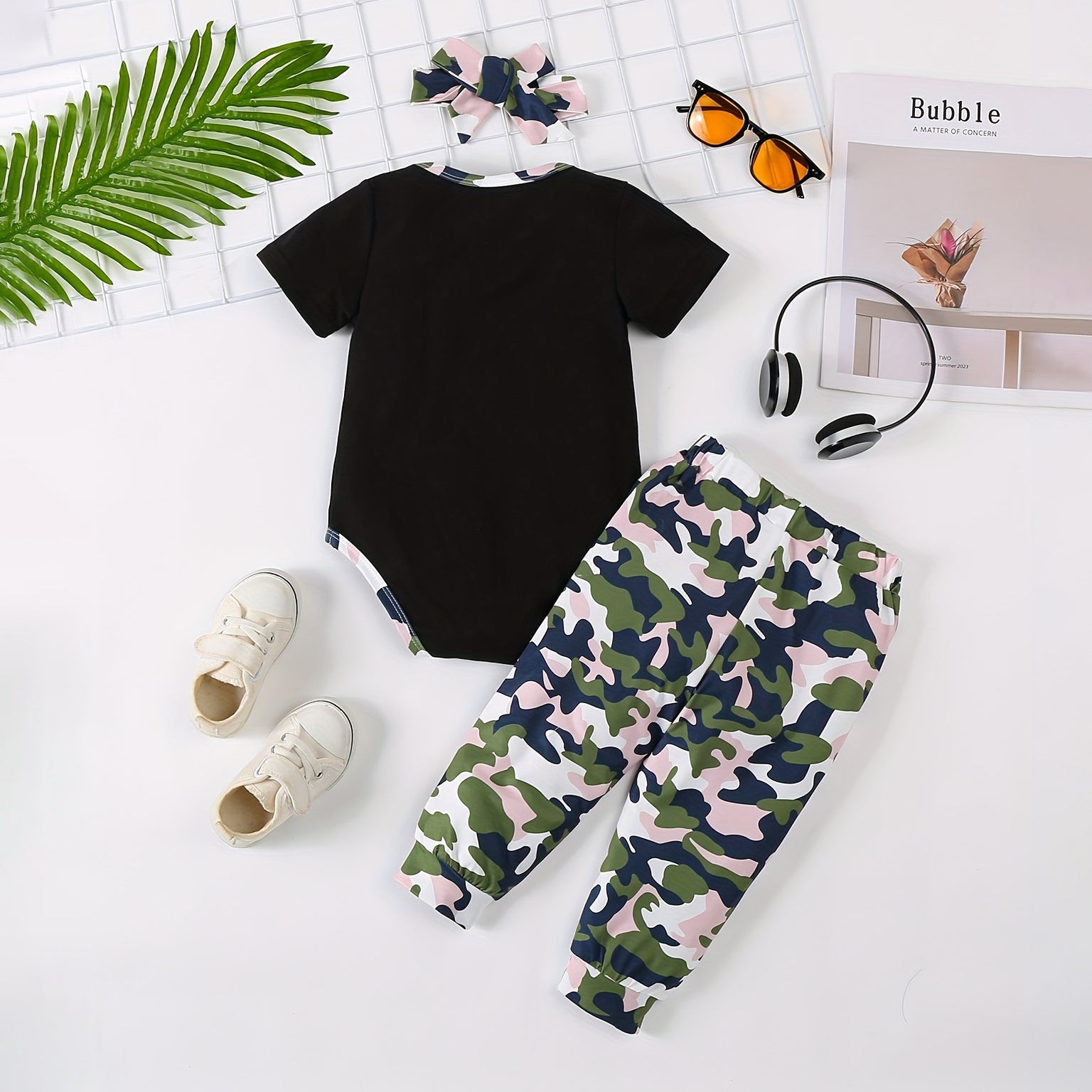 3PCS Ain't No Mama Like The One I Got Letter Camouflage Printed Baby Set