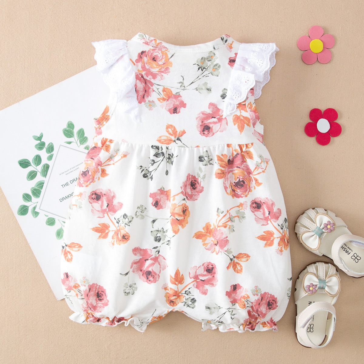 Pretty Floral Printed Sleeveless Baby Girl Romper