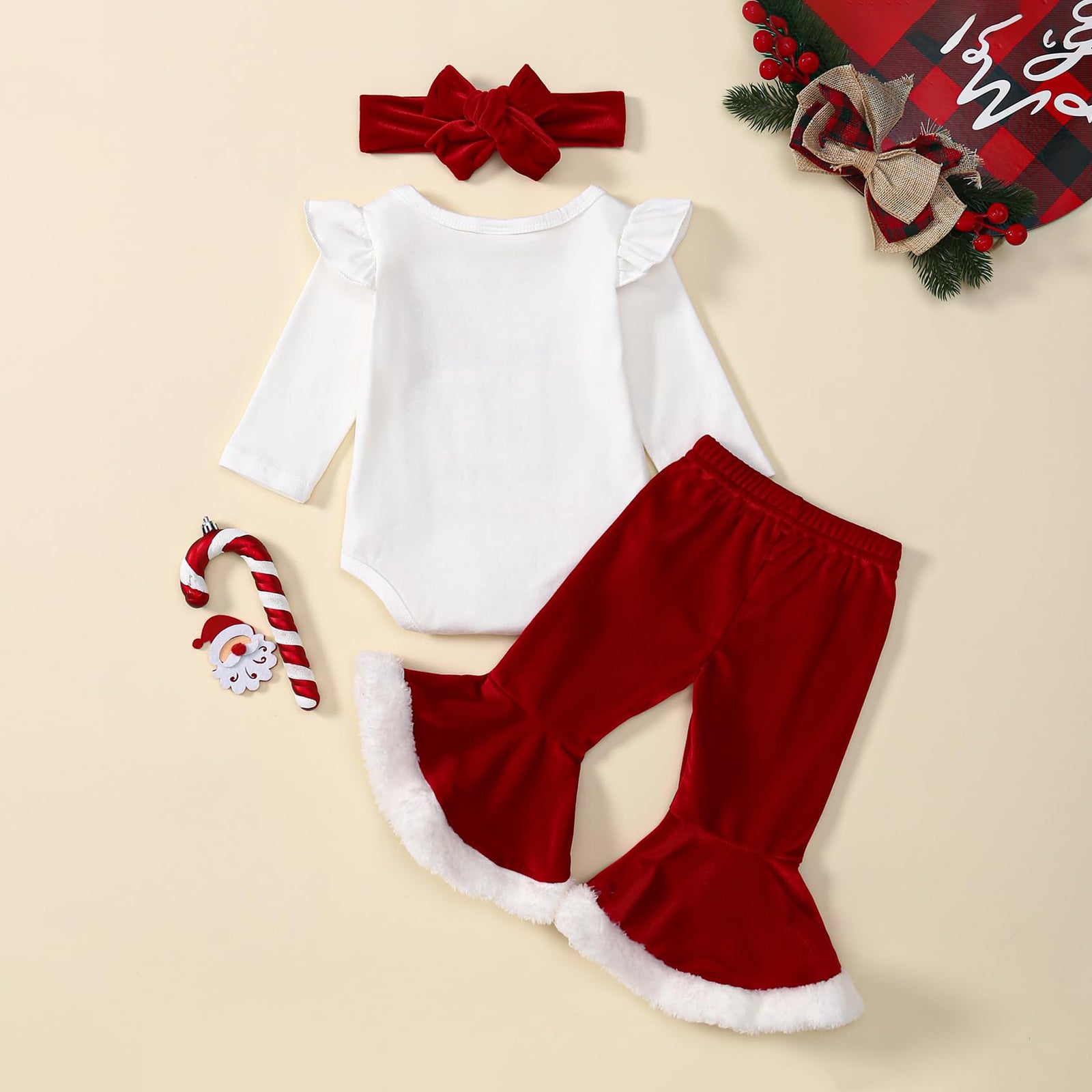 3PCS The Baby Who Stole Christmas Letter Printed Baby Set