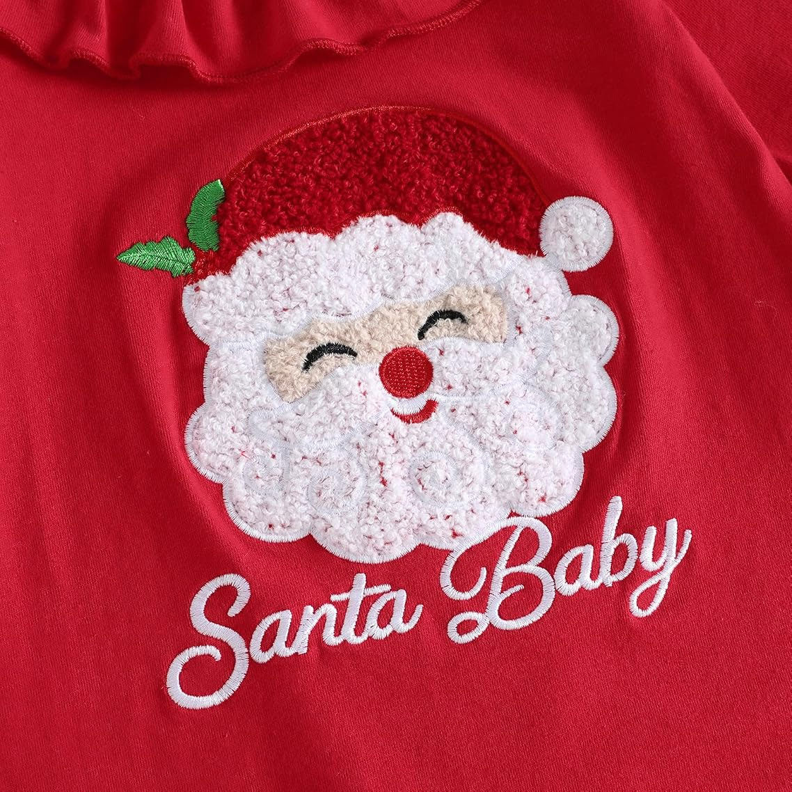Christmas Letter Santa Claus Applique Baby Girl Jumpsuit