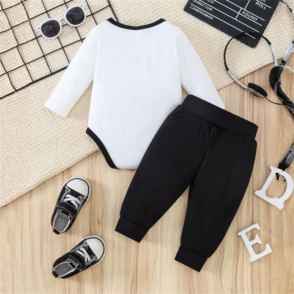 2PCS Daddy and Me Best Buddies for Life Letter Print Baby Set