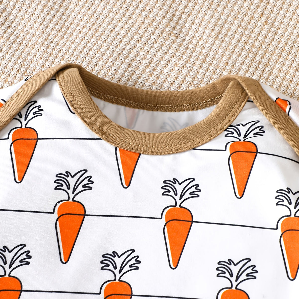 2PCS Cute Donkey and Carrot Print Long Sleeve Baby Overalls Set