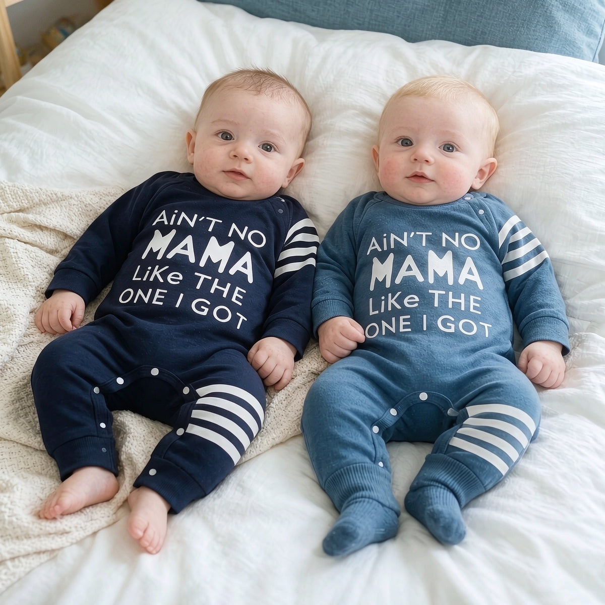 2PCS Lovely Ain't No Mama Like The One I Got Letter Print Baby Jumpsuit
