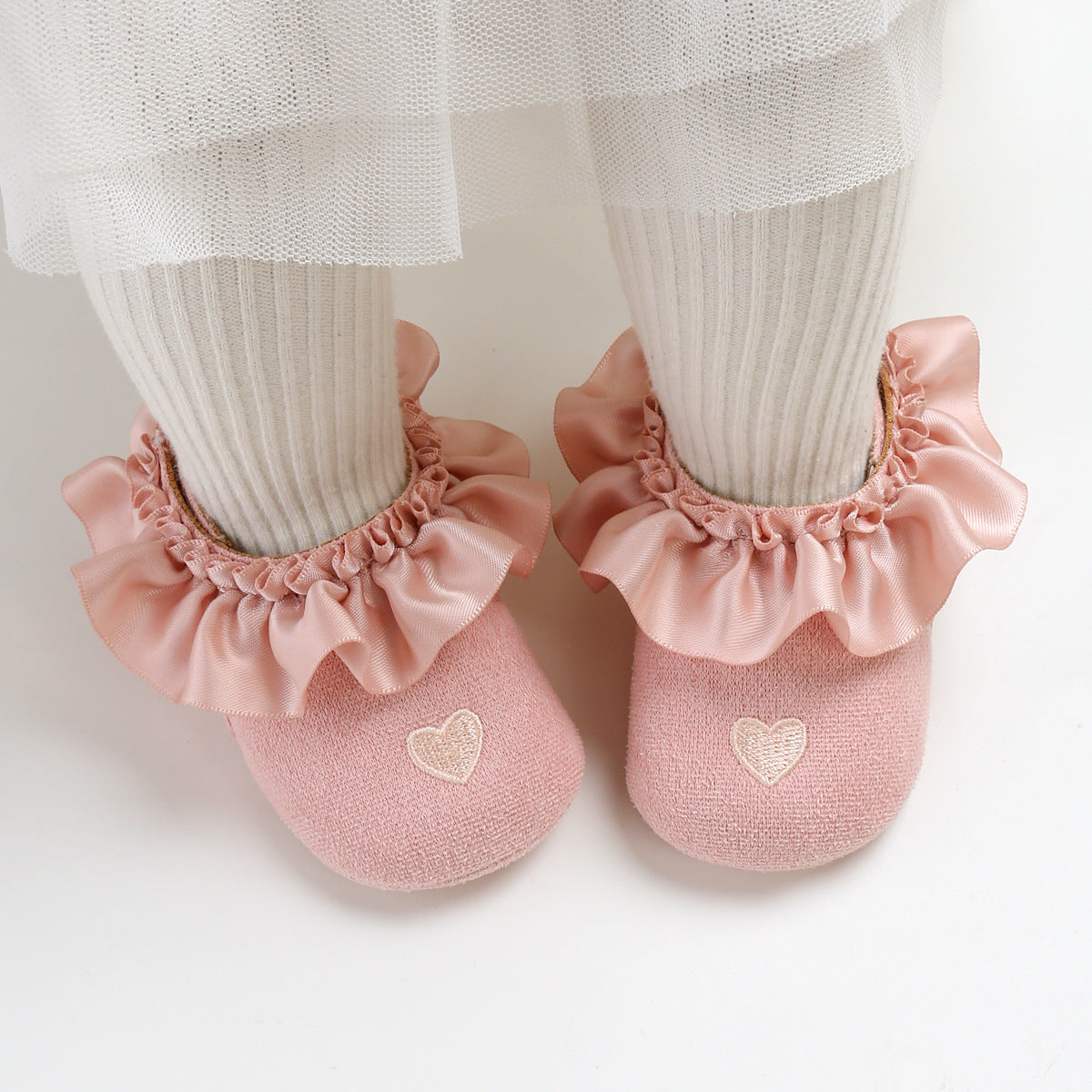 Heart Embroidery Anti Slip Soft Girls Baby Shoes