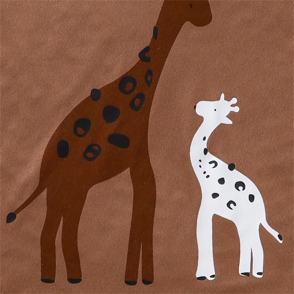 3PCS Cute Girls' Giraffe Print Long Sleeve Baby Set