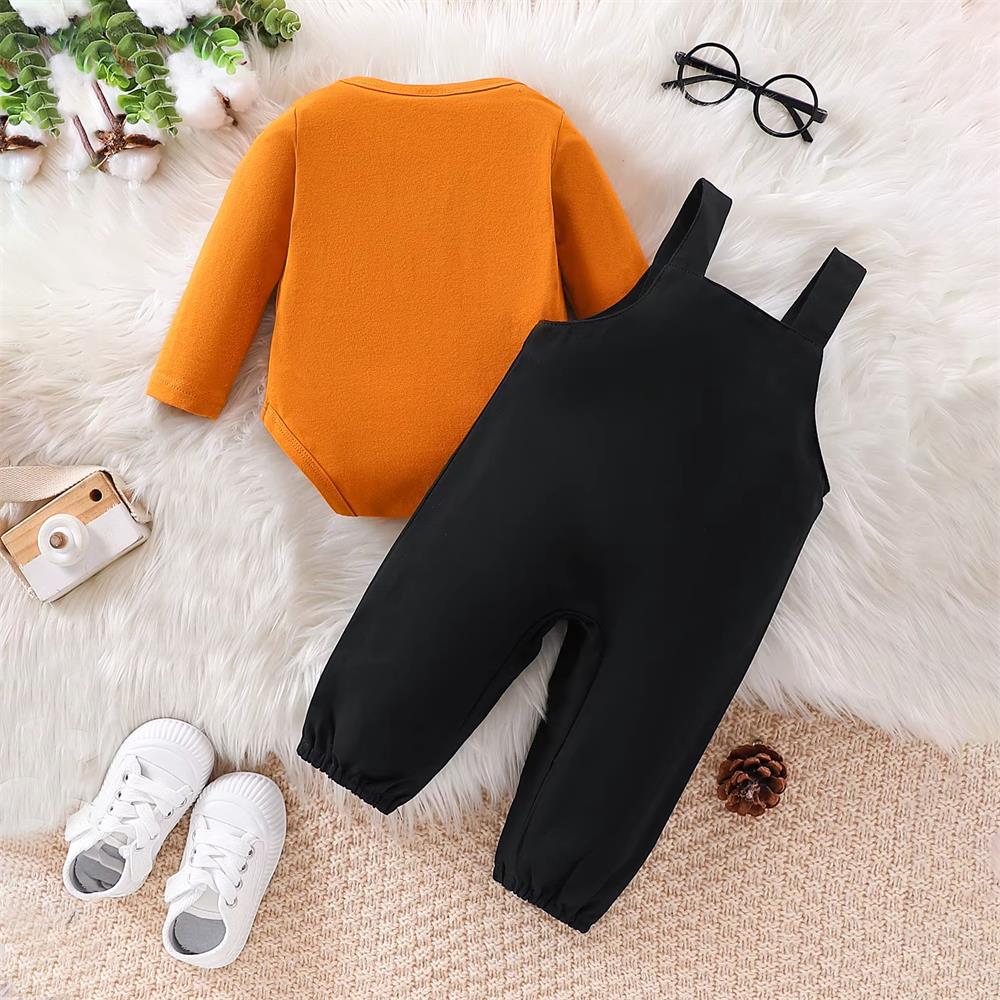 2PCS Cute Lion Print Long Sleeve Baby Overalls Set